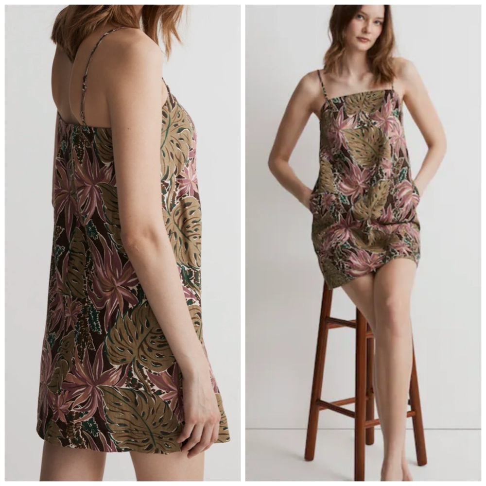 Madewell Goldie Tropical Floral Linen Mini Dress